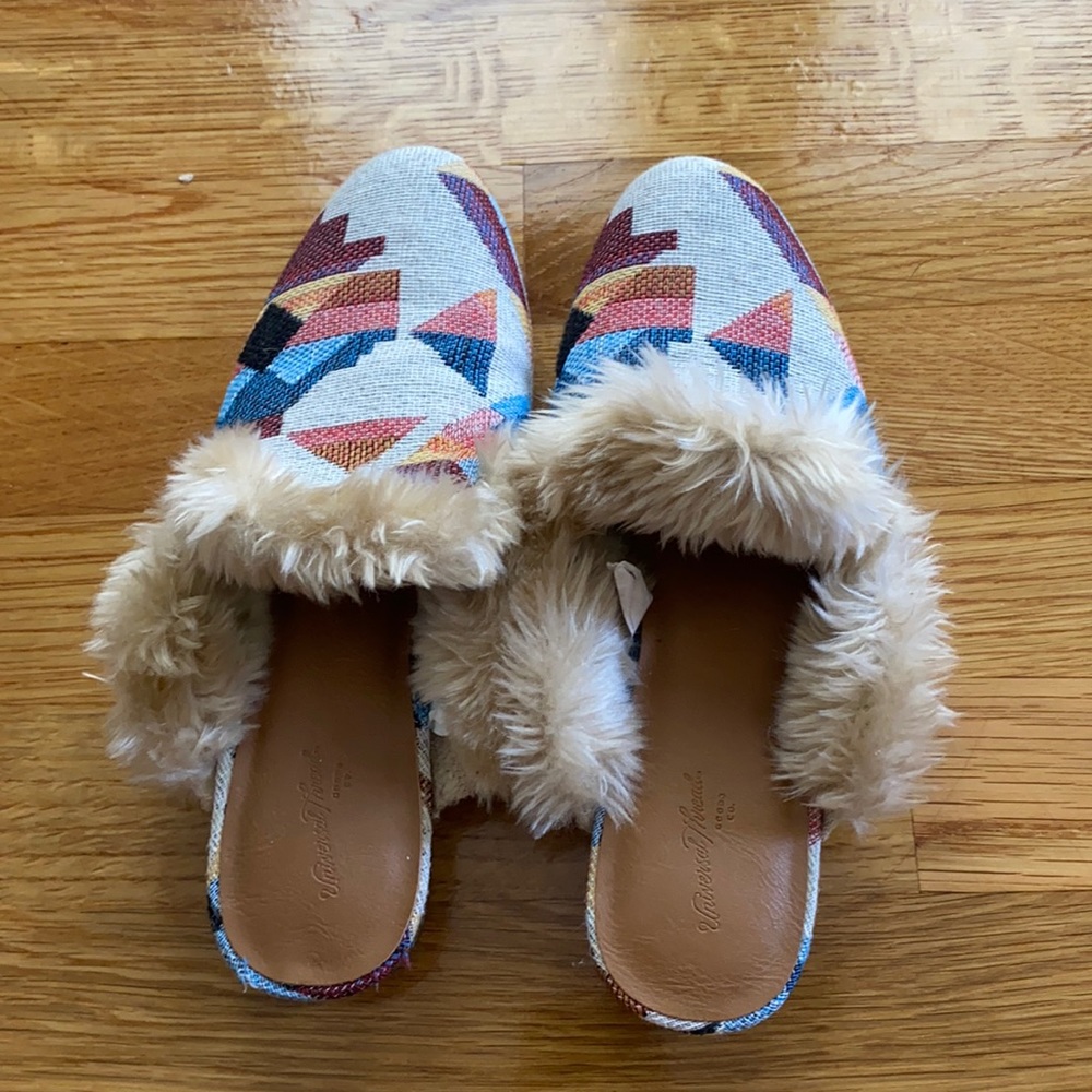 Furry boho mules